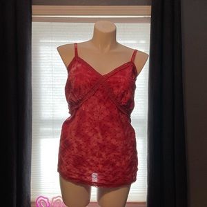 Vibrant pink watercolor look sequined all cotton top with adjustable straps